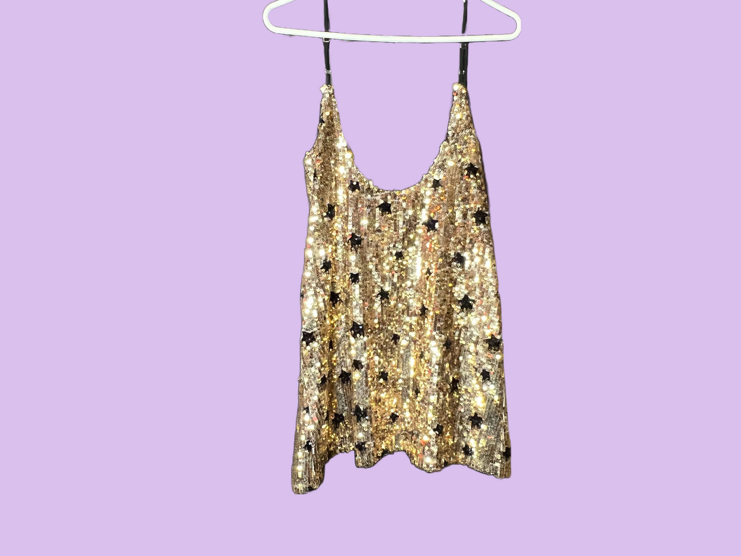Black and Gold Sequin Short Event Dress
