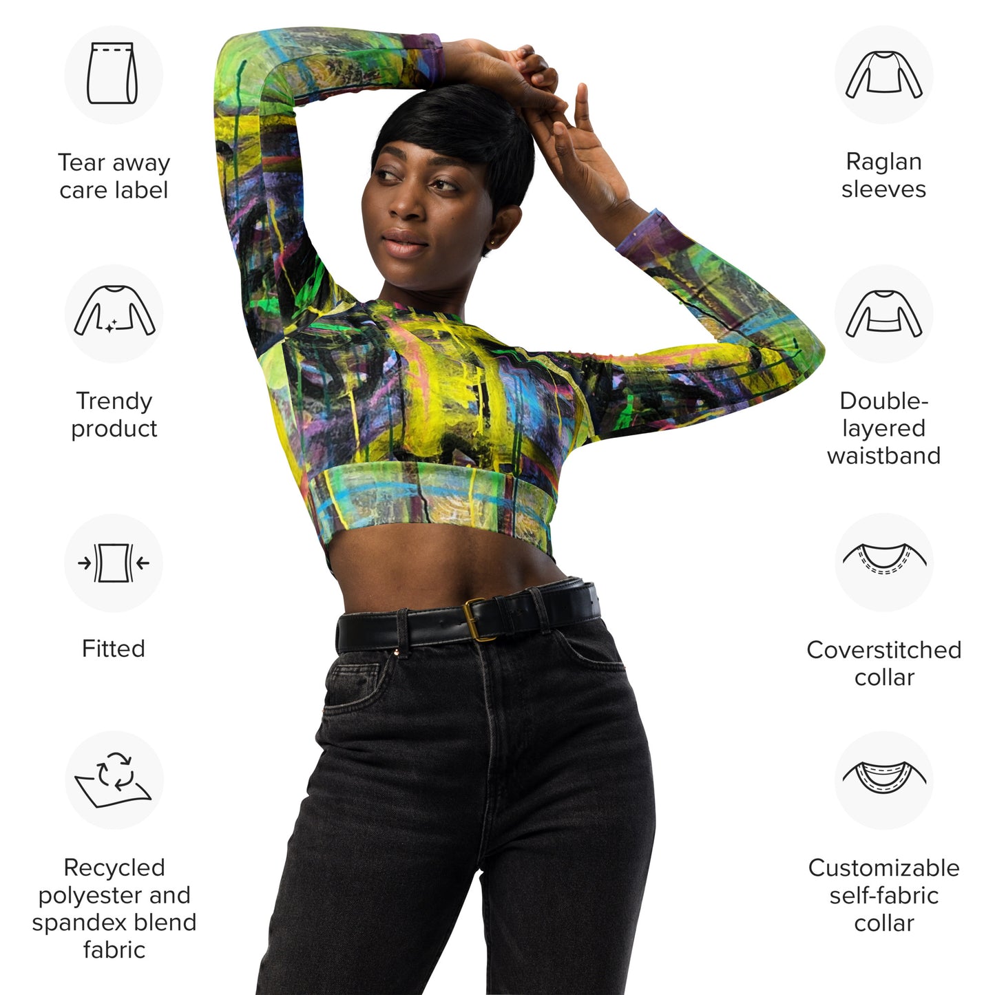 Recycled long-sleeve crop top