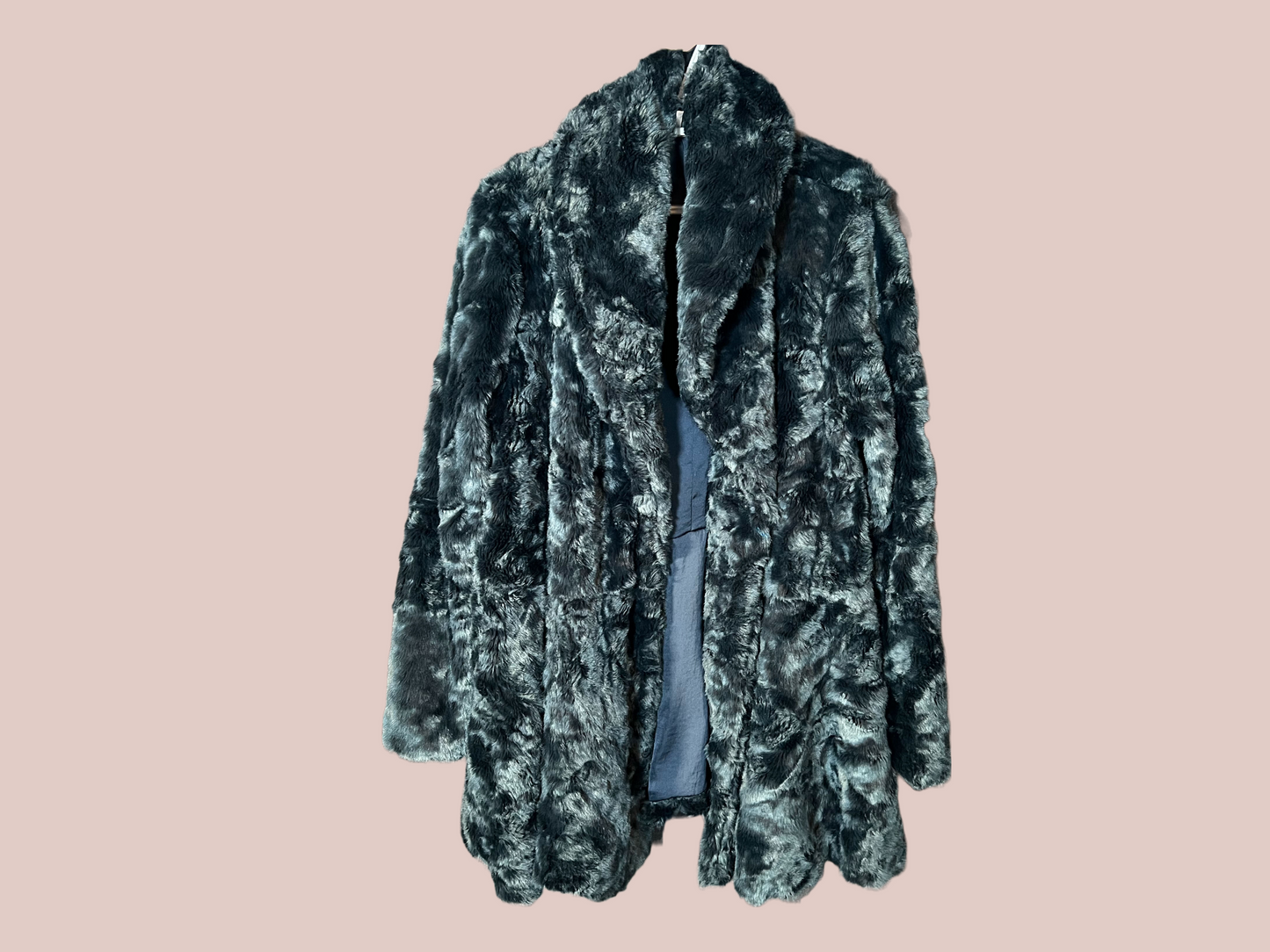 Free People Vintage Blue Faux Fur Long Coat